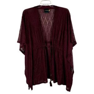 Lyssé Burgundy Women's Sheer Open Front Kimono Cardigan XL